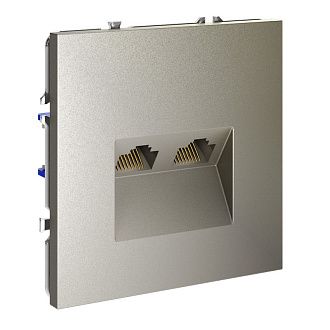 Розетка компьютерная встраиваемая Voltum S70 двойная RJ45+RJ45 кат.6, шелк пластик Soft touch VLS060204