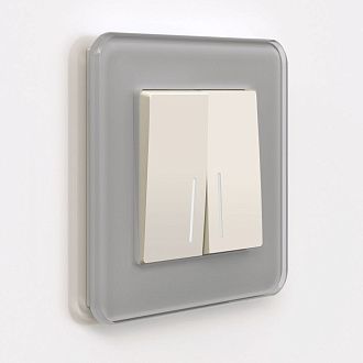 W1120162 Выключатель двухклавишный с подсветкой, айвори матовый Werkel, 4690389184673