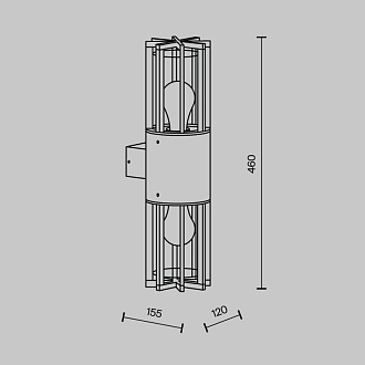 Светильник настенный 46*12*15,5 см, 2*E27, 30W, Maytoni BARREL O453WL-02GF серый