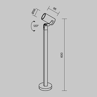 Ландшафтный светильник  5,5*10 см, GU10 1 50W, К, Черный Maytoni Scope O025FL-01B1