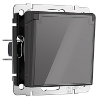 W1171244 Розетка влагозащ. с зазем. с защит. крышкой и шторками, графит акрил Werkel, 4690389197529