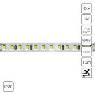 A4812010-08-4K Светодиодная лента 48В 14Вт/м 1400Лм/м 4000К 90+ 10мм SMD2835 120шт/м 10м IP20 Arte Lamp Tape