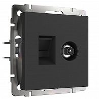 W1181308 Розетка ТВ+Ethernet RJ-45 6 cat., черный матовый Werkel, 4690389174483
