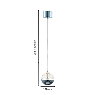 Подвесной светильник 12*180 см, 5W, Favourite Ballonger 4327-1P хром, прозрачное стекло