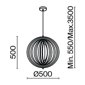 Подвесной светильник  50 см, E27 1 40W, К, Черный Maytoni Roots MOD197PL-01W1