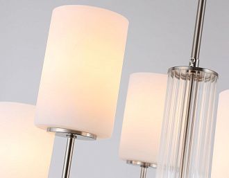Люстра со стеклянными плафонами на штанге **60- см, 6*E27*60W, K, Ambrella Light High Light LH56211, никель