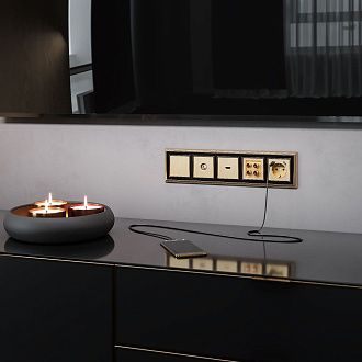 W1185010 Акустическая розетка, шампань рифленый Werkel, 4690389160646