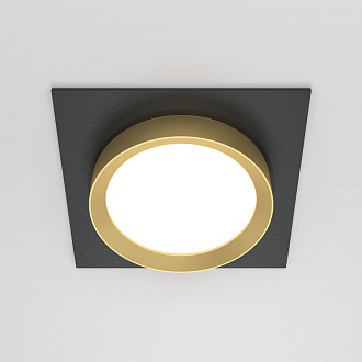 Светильник 11 см, Maytoni Downlight Hoop DL086-GX53-SQ-BG, черный-золото, вр 9,5 см