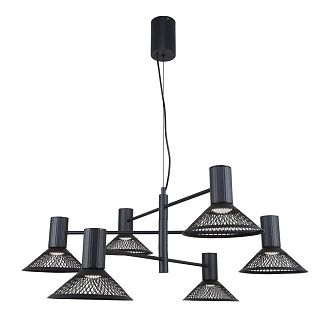 Подвесная люстра 77*50-140 см, 6*LED, 6W, 3000K, F-Promo Metrics 4623-6P, черный матовый