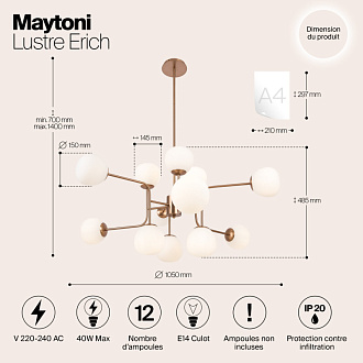 Подвесная люстра Maytoni Erich MOD221-PL-12-G