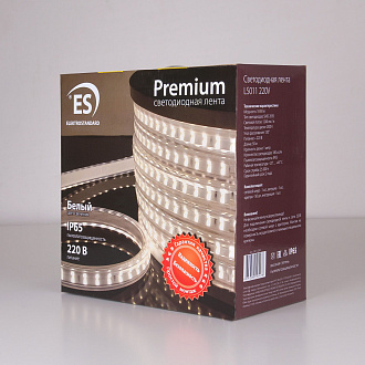 Светодиодная лента Лента светодиодная 220V 18W 180Led 2835 двухрядная IP65 дневной белый, 50 м Elektrostandard