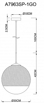 Светильник 30 см Arte Lamp Jupiter Gold A7963SP-1GO золото