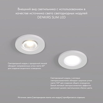 Светильник встраиваемый 7,5*7,5*0,6 см, вр 6,4 см, 1*GU10*50W, Denkirs Voens DK2030-WH, белый