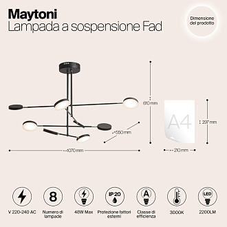 Подвесной светодиодный светильник Maytoni Fad MOD070PL-L48B3K, 48W LED, 3000K, черный