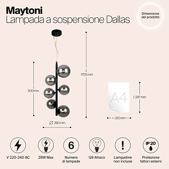 Светильник 29 см, Maytoni Dallas MOD545PL-06B, черный