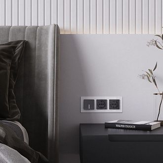 W1171048 Розетка с заземлением, черный акрил Werkel, 4690389197703