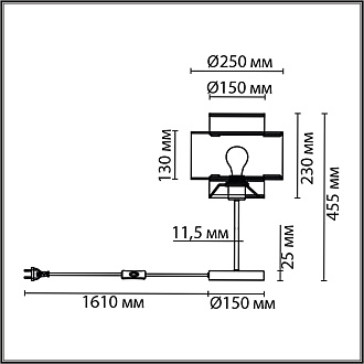 Настольная лампа 25*25*45,5 см, 1*E27 Lumion Launa 8043/1T черный