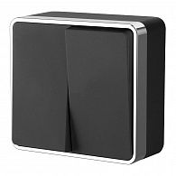 W5020035 Выключатель двухклавишный Gallant, черныйхром Werkel, 4690389164163