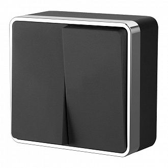 W5020035 Выключатель двухклавишный Gallant, черныйхром Werkel, 4690389164163