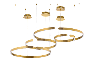Люстра Ø400x600x800x1000 x H1500, мм, 120W 4000K, BRASS(Латунь) NewRgy 3002A-DWS-4+6+8+10 BRASS