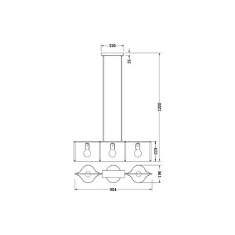 Подвесной светильник 20*86*120 см, 3*E27 черный, хром Vele Luce Cross VL5272P03