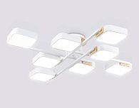 Люстра светодиодная на штанге 96*96*16- см, **W, 3000-6000K, Ambrella Light Comfort FL4888, белый, дерево