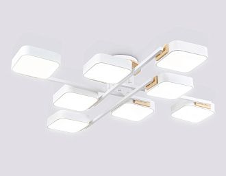Люстра светодиодная на штанге 96*96*16- см, **W, 3000-6000K, Ambrella Light Comfort FL4888, белый, дерево
