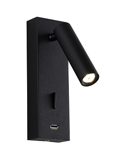 Бра 6*8 см,  1*3W, 3000K, Crystal Lux CLT 210W USB BL Черный