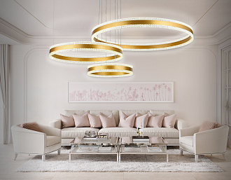 Светильник подвесной 123*80*94 см,  245W, 3000К, золото Ambrella Acrylica Original FA6203