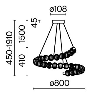 Подвесной светильник 80*80*341 см, LED, 40W, 3000К, Maytoni Amulet MOD555PL-L35G3K золотой