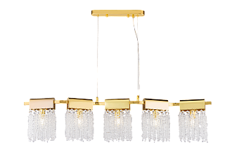 Люстра L1000 x W250 x H200(700), мм, 5*40W (200W), GOLD+CLEAR (Золото + Прозрачный Хрусталь) NewRgy 5630E/5A GOLD+CLEAR