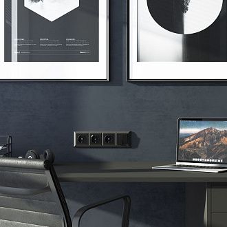 W1120008 Выключатель двухклавишный, черный матовый Werkel, 4690389156700