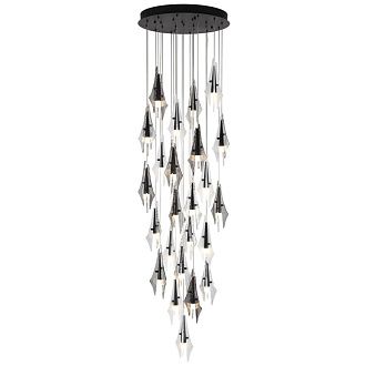 Люстра каскадная *70*100-350 см, 24*LED*5,7W, 3000K, Odeon Light Afalina 5442/137L, черный