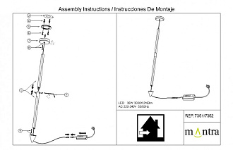 Подвесной светильник *8*280 см, LED *  36W, 3000К Mantra Vertical 7351, белый