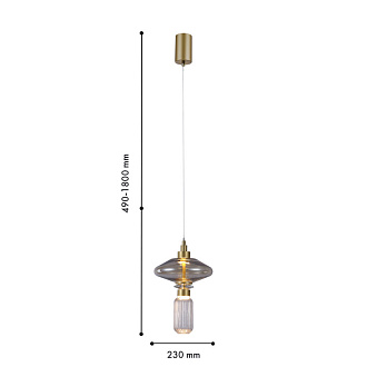 Подвесной светильник 23*180 см, LED, 12W, 4000К, Favourite VENETO 4236-1P латунный