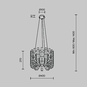 Подвесная люстра 40*60/140 см, 9*G9 MODELUX ML.6621.9 BS латунь