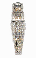 Бра 180*300*1055, 9+5*E14+Led, 40W+7W NewRgy Cristallo W2819R/9+5A CHROME+CLEAR, Хром+Прозрачный