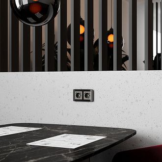 W1171744 Розетка с заземлением, шторками и USB тип A+C, графит акрил Werkel, 4690389197536